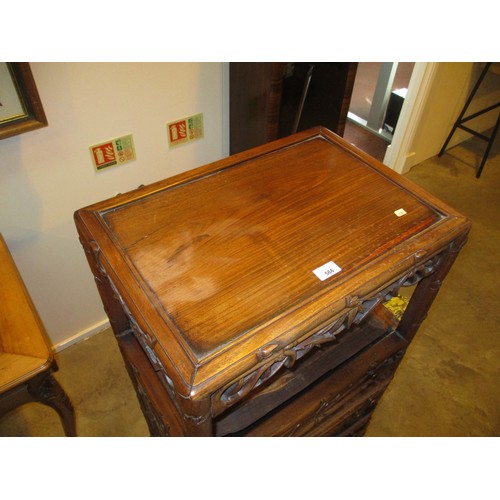 566 - Chinese Carved Hardwood Side Cabinet of Shelf and 6 Drawers, 54x38x119cm, for restoration