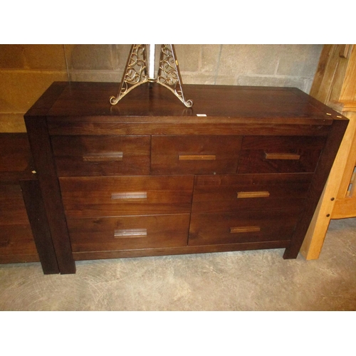 823 - Dark Wood Chest of 7 Drawers, 134cm