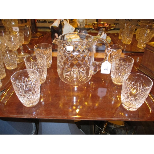 10 - Set of 6 Waterford Crystal Tumblers and a Similar Water Jug