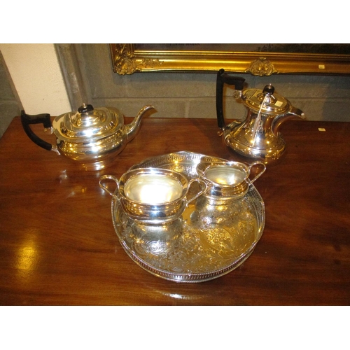 103 - Silver Plated 4 Piece Tea Service and Tray