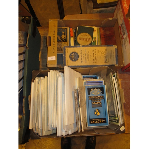 148 - Two Boxes of Antique Bartholowmews Maps and Many Military