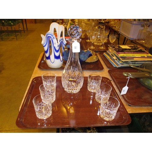 33 - Crystal Decanter and 6 Whisky Tumblers