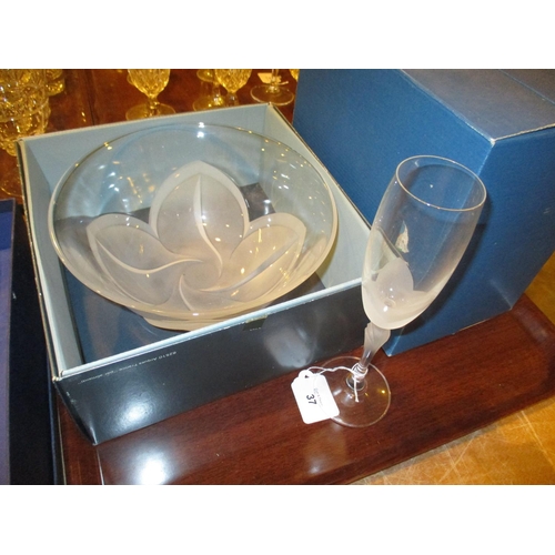 37 - Durand Crystal Bowl and a Set of 6 Champagne Flutes