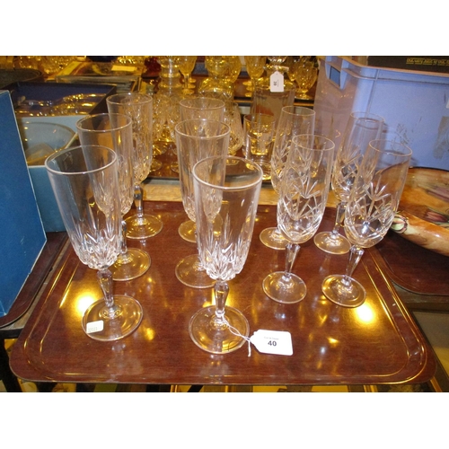 40 - Sets of 6 and 4 Crystal Champagne Flutes