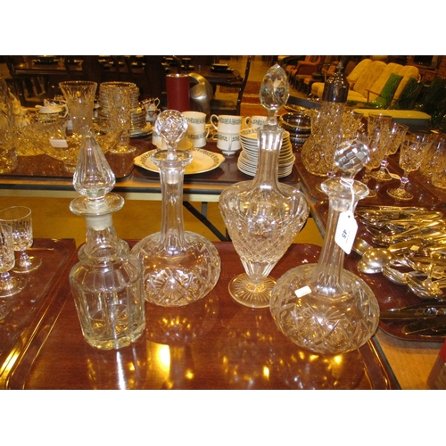 45 - Pair of Shaft and Globe Decanters and 2 Others