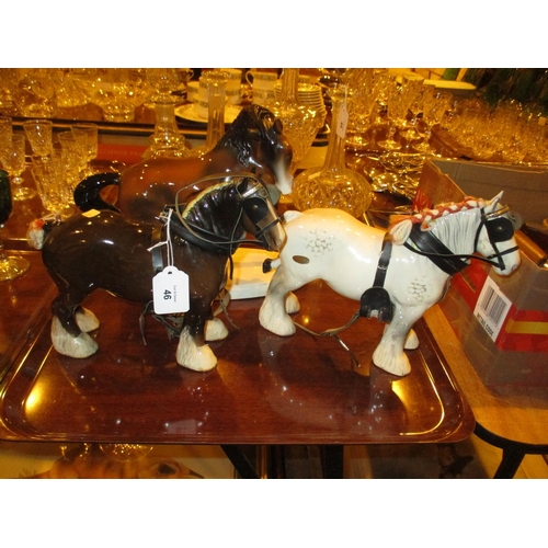 46 - Two Beswick Shire Horses and Another