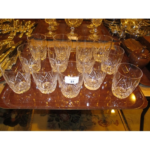 51 - Set of 13 Crystal Tumblers