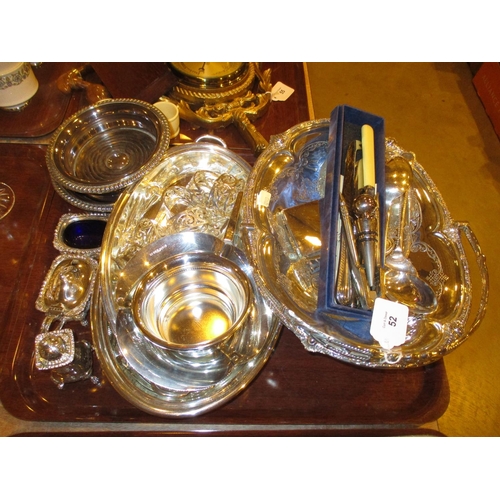 52 - Silver Plated Basket, Entrée Dish, Pair of Silver Plated Coasters etc