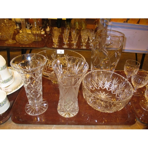 56 - Three Crystal Vases and 2 Bowls