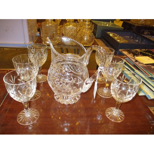 60 - Crystal Water Jug and 6 Goblets