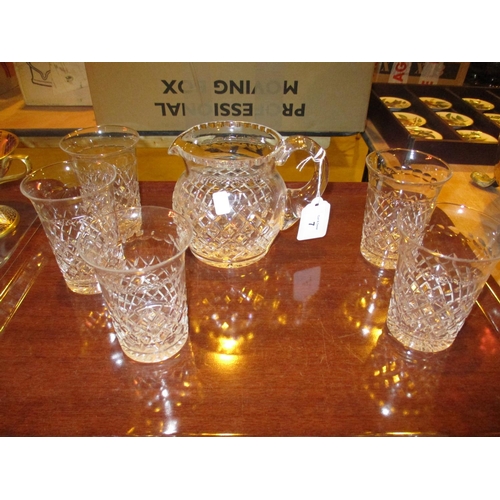 7 - Crystal Water Jug and 5 Tumblers