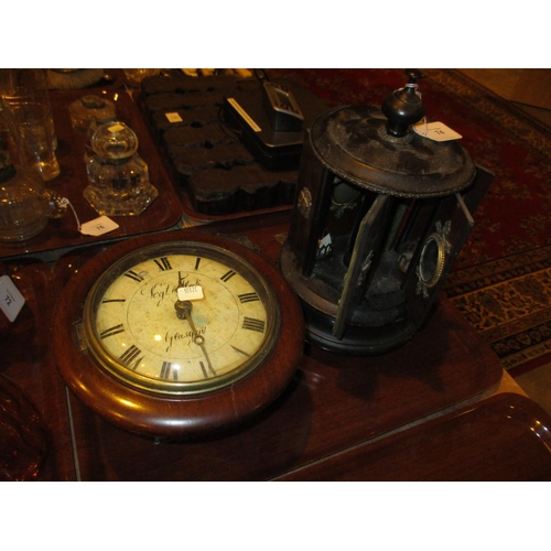 74 - Victorian Wall Clock with 2 Weights and a Novelty Jewel Box