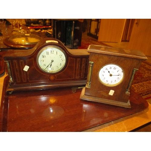 75 - Edwardian Inlaid Mahogany Clock and Another