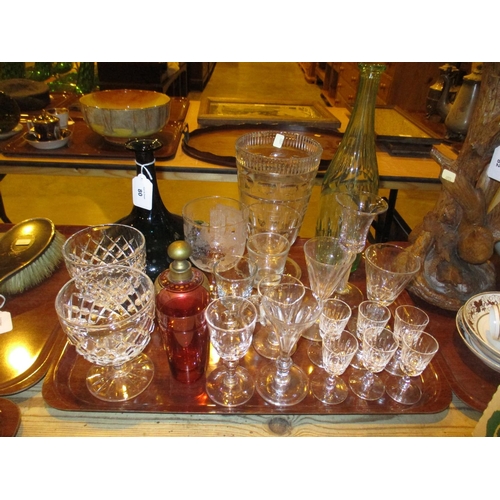 80 - Victorian Glass Celery Vase, Decanters, Wine Glasses etc