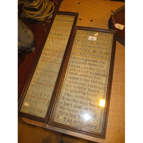 91 - 1804 Sampler and a Sampler by F. Talbot