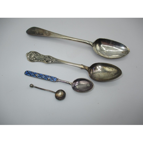 219 - Georgian Edinburgh Silver Spoon, Glasgow Silver Teaspoon, Silver Salt Spoon and a Danish Silver and ... 