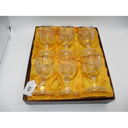 224 - Boxed Set of 6 Edinburgh Crystal Wine Glasses