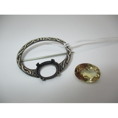 264 - Silver and Citrine Brooch by RA