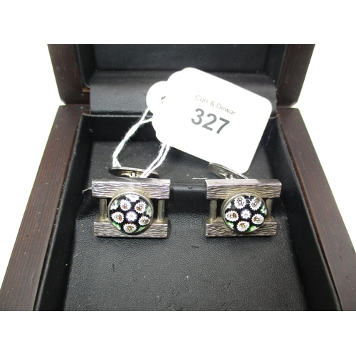 327 - Pair of Silver Caithness Glass Cufflinks