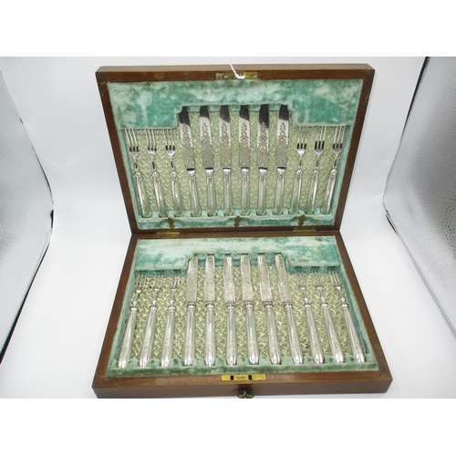 353 - Twenty Four Piece Boxed Set of Silver Plated Fruit Knives and Forks