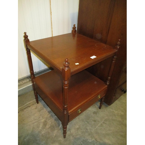 416 - Reproduction Mahogany 2 Tier Lamp Table, 49x49cm