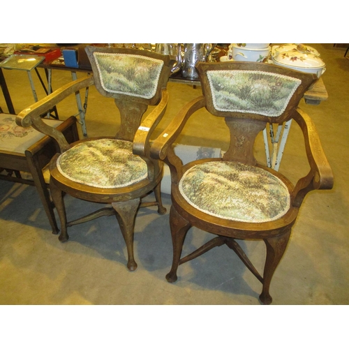 430 - Pair of Dutch Floral Inlaid Elbow Chairs