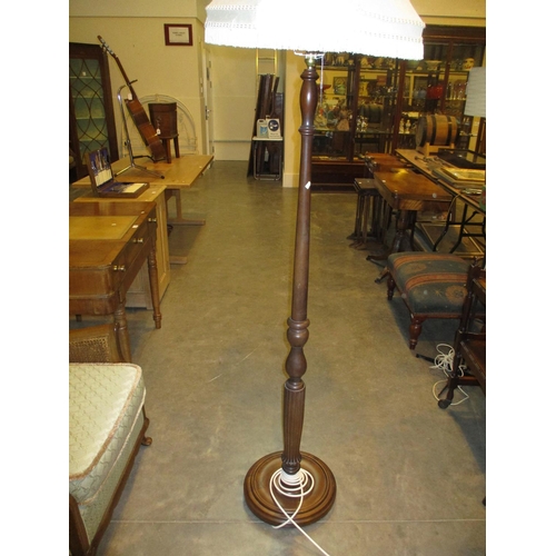 439 - Turned and Reeded Pillar Standard Lamp with Shade