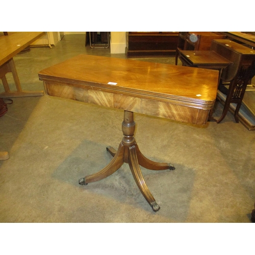 443 - Reproduction Mahogany Fold Over Card Table, 85x42cm