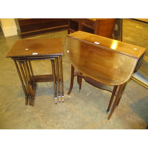 444 - Edwardian Inlaid Mahogany Sutherland Table and a Nest of 3 Tables