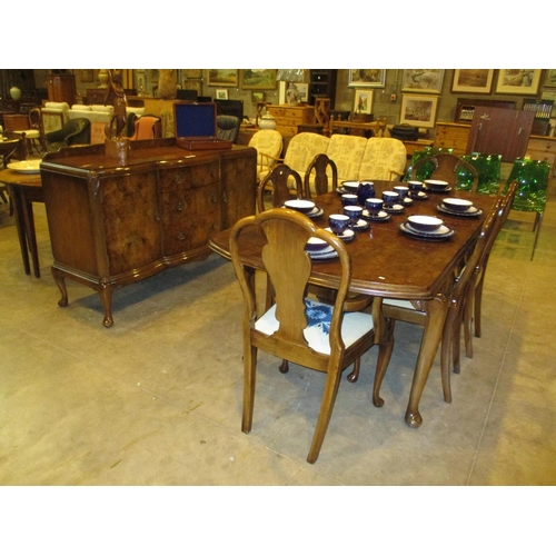 446 - Beithcraft Burr Walnut Queen Anne Style 8 Piece Dining Room Suite