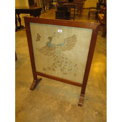 460 - Peacock Needlework Panel Fire Screen