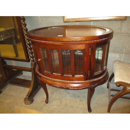 538 - Oval Mahogany and Bevelled Glass Cocktail Cabinet with Tray Top, 74x49cm