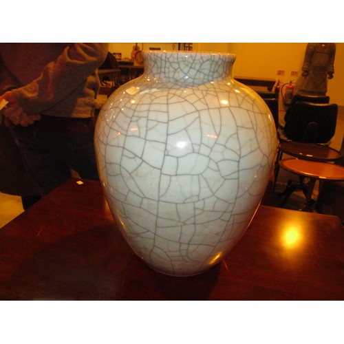 107 - Porcelain Crackle Glaze Vase, 34cm