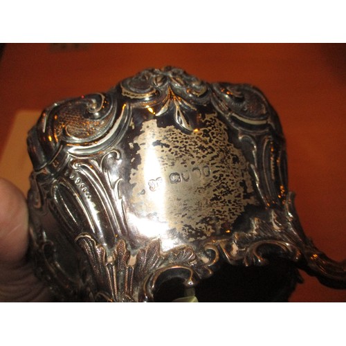 221 - Victorian Silver Tea Caddy Ornately Embossed and with Bird Finial, London 1839, 532g