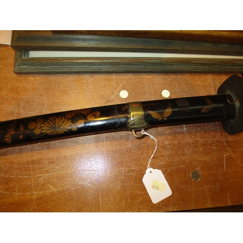 158 - Japanese Katana having a Shagreen Handle and Lacquer Scabbard