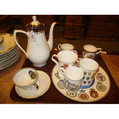 241 - Royal Worcester Arundel Coffee Pot, Commemorative and Crested Mugs etc