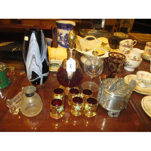 247 - Venetian Ruby Glass 7 Piece Liqueur Set and Other Glasswares etc