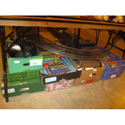 69 - Various Boxes of Games, Glasswares, Fire Kerb etc