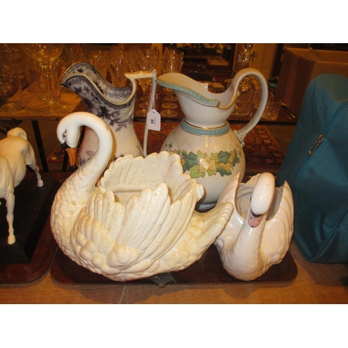 95 - Two Victorian Ewers and 2 Swan Planters