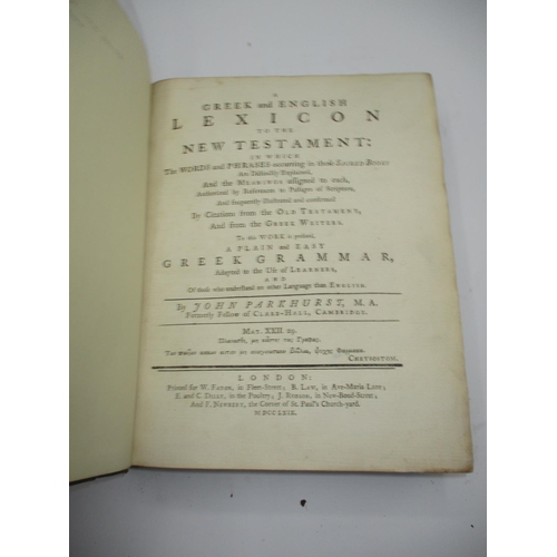 294 - Book - A Greek and English Lexicon To The New Testament by John Pankhurst 1769