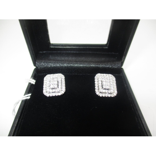 394 - 14ct White Gold Diamond Art Deco Style Earrings with 9ct White Gold Butterflies