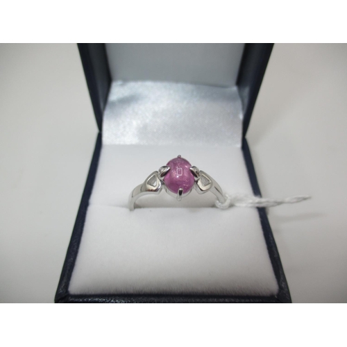 395 - Silver Cabochon Pink Sapphire Ring, Size T