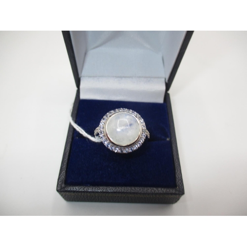 399 - Silver Rainbow Moonstone and Tanzanite Ring, Size M