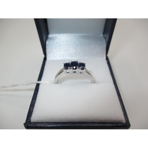 401 - Silver Sapphire Ring, Size P