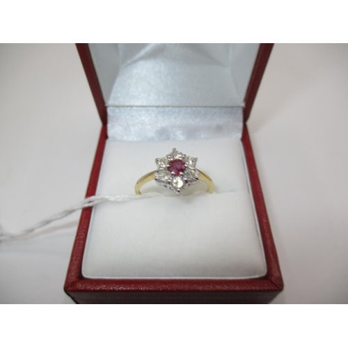 404 - 18ct Gold Ruby and Diamond Ring, Size L