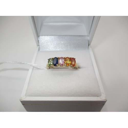 405 - Silver Multi Coloured Sapphire Ring, Size K