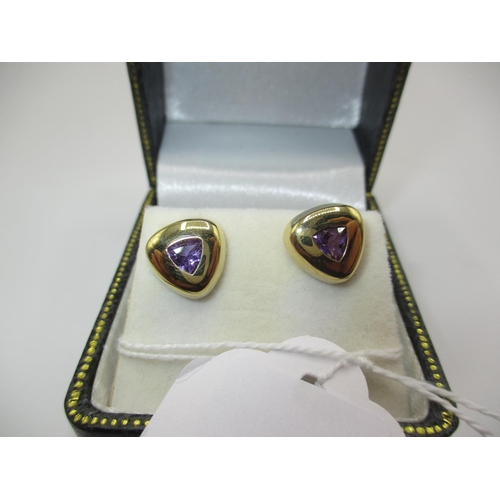 407 - 18ct Gold Amethyst Earrings