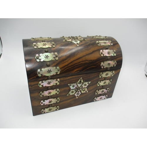 422 - Victorian Coromandel Wood and Mother of Pearl Stationery Box