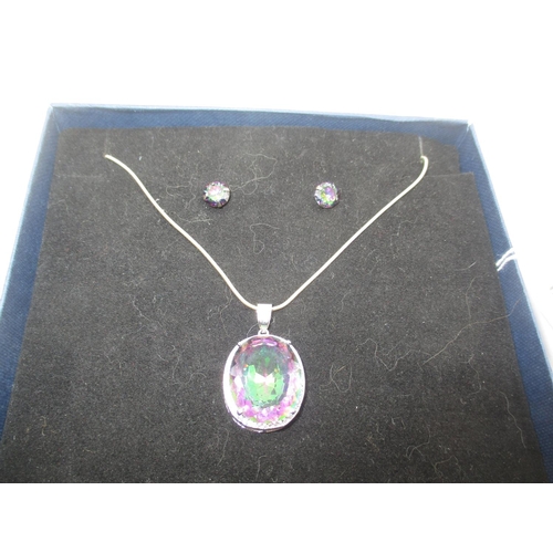 456 - Silver and Gem Set Necklace and Ear Stand Set