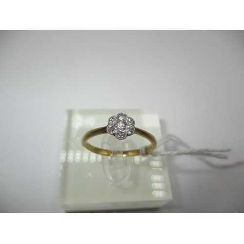 479 - 18ct Gold 7 Stone Diamond Cluster Ring, 2.14g, Size M